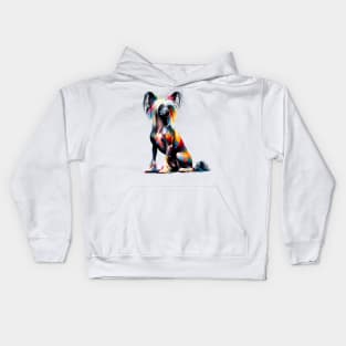 Colorful Abstract Chinese Crested Dog Art Portrait Kids Hoodie